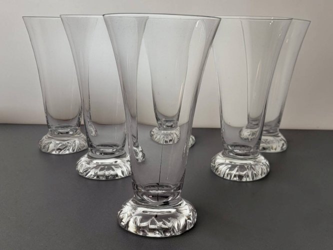 6 flûtes en cristal Daum, modèle Kim, France