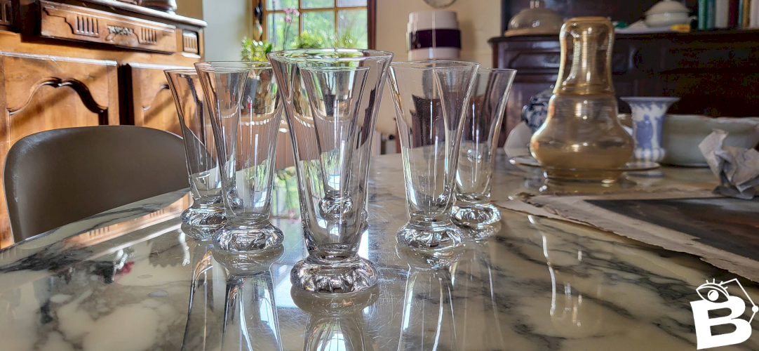6 flûtes en cristal Daum, modèle Kim, France