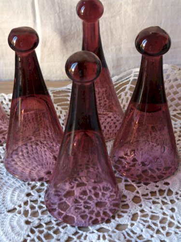 6 Flutes Pomponnettes ou trinquettes Verre Bullé Verrerie de Biot Provence France.
