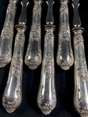 6 fourchettes à poisson 6 couteaux à poisson métal argenté BOULENGER Louis XV