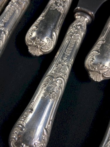 6 fourchettes à poisson 6 couteaux à poisson métal argenté BOULENGER Louis XV