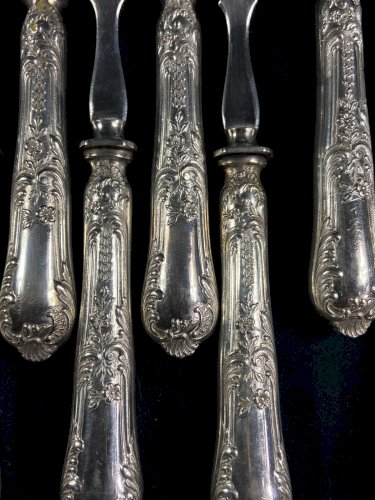 6 fourchettes à poisson 6 couteaux à poisson métal argenté BOULENGER Louis XV