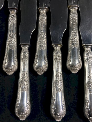 6 fourchettes à poisson 6 couteaux à poisson métal argenté BOULENGER Louis XV