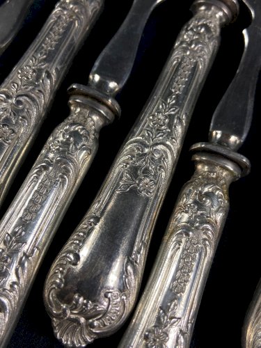 6 fourchettes à poisson 6 couteaux à poisson métal argenté BOULENGER Louis XV