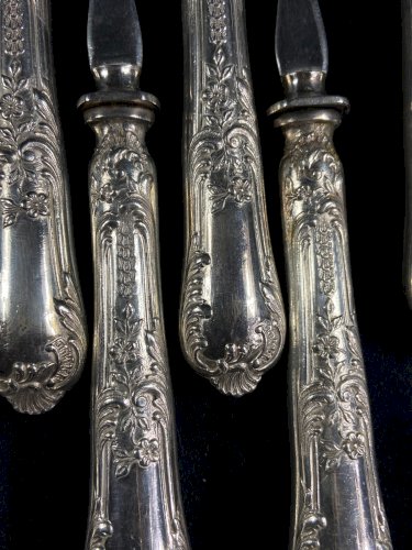 6 fourchettes à poisson 6 couteaux à poisson métal argenté BOULENGER Louis XV
