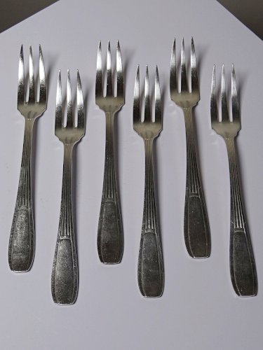 6 Fourchettes tridents vintages/anciennes métal argenté style art déco SFAM