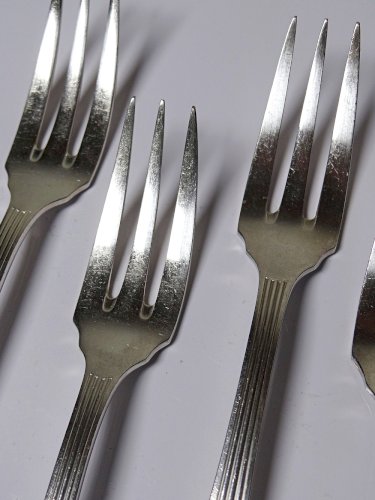 6 Fourchettes tridents vintages/anciennes métal argenté style art déco SFAM