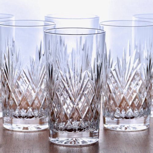 6 grands verres en cristal de Montbronn soufflés bouche collection Blois