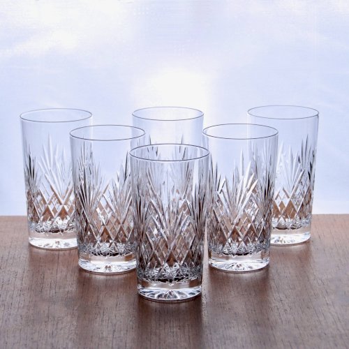 6 grands verres en cristal de Montbronn soufflés bouche collection Blois