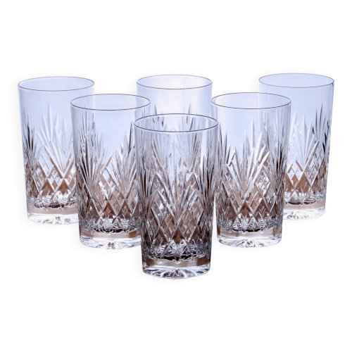 6 grands verres en cristal de Montbronn soufflés bouche collection Blois