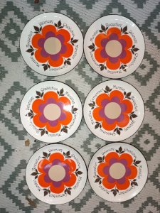 6 magnifiques assiettes à fromage/salade céramique GIEN modèle Harmonie en bon etat