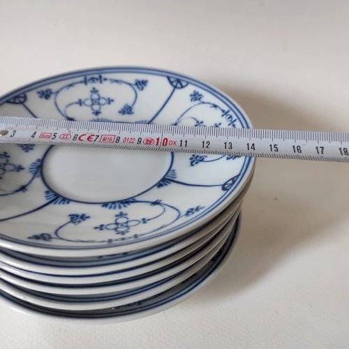 6 petites assiettes, soucoupes en porcelaine Allemande, Blu Saks, modèle Copenhague