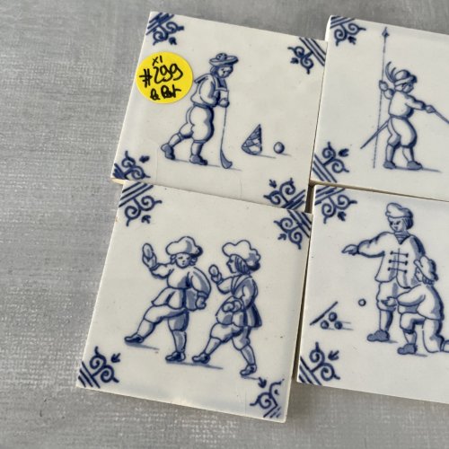 6 petits carreau céramique DELFT mini carrelage vintage jeux d'enfants ~5x5cm