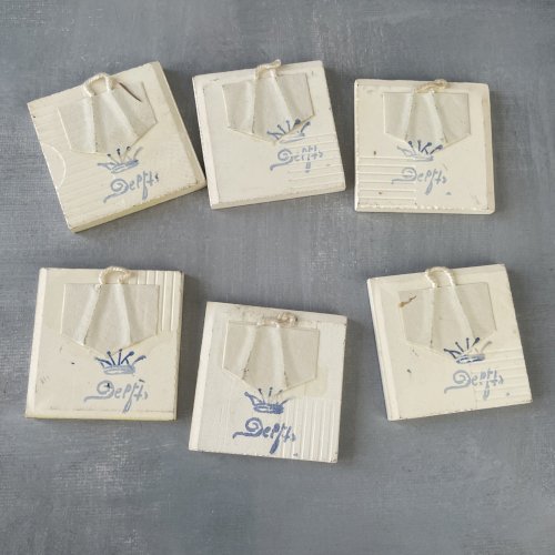 6 petits carreau céramique DELFT mini carrelage vintage jeux d'enfants ~5x5cm