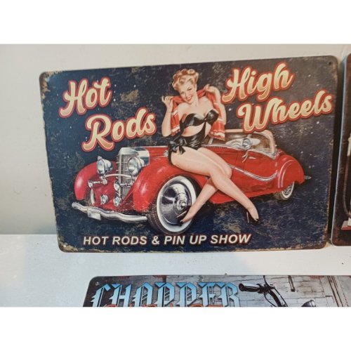 6 Plaques Tole Publicité  Pin Up 
