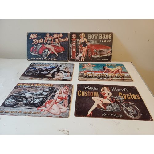 6 Plaques Tole Publicité  Pin Up 