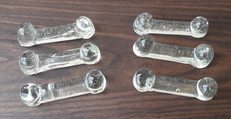 6 porte-couteaux en verre bullé