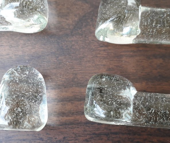 6 porte-couteaux en verre bullé