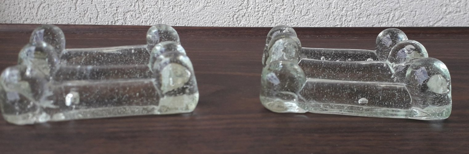 6 porte-couteaux en verre bullé