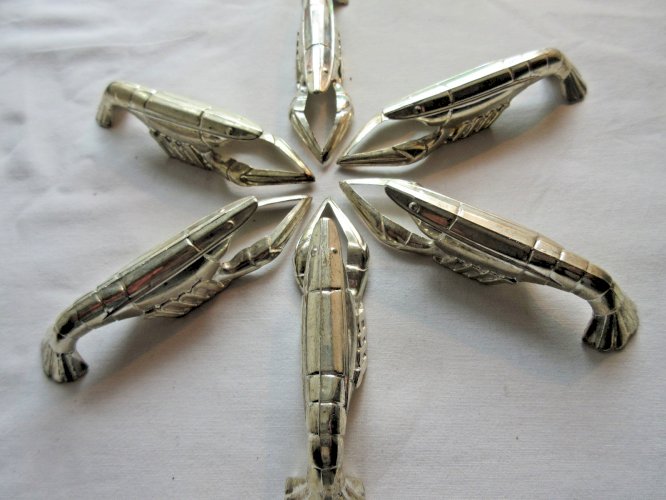 6 porte-couteaux HOMARD en métal couleur argent, design XXème siècle