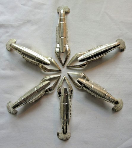 6 porte-couteaux HOMARD en métal couleur argent, design XXème siècle