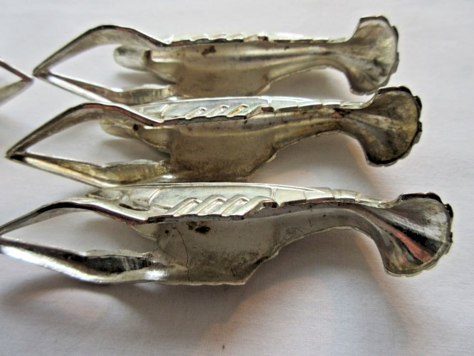 6 porte-couteaux HOMARD en métal couleur argent, design XXème siècle