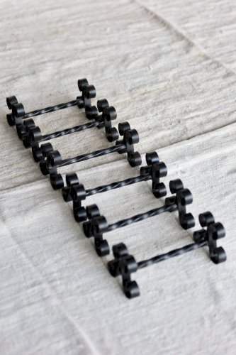 6 porte-couteaux vintage métal noir décor volutes