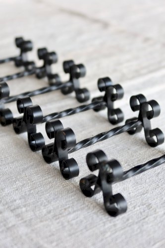 6 porte-couteaux vintage métal noir décor volutes