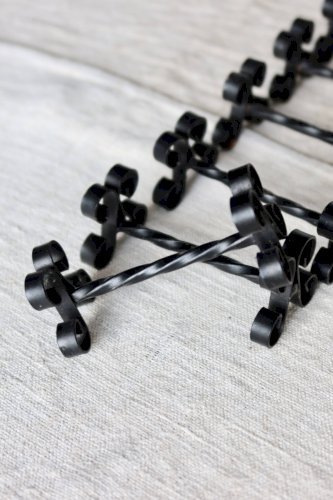 6 porte-couteaux vintage métal noir décor volutes