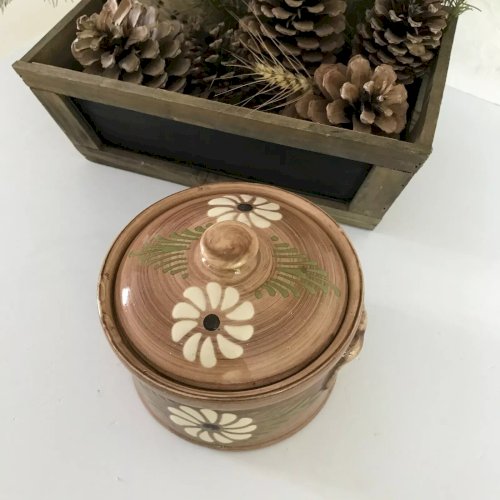 6⚜️ Pot Terrine en Terre Cuite Décor Alsace