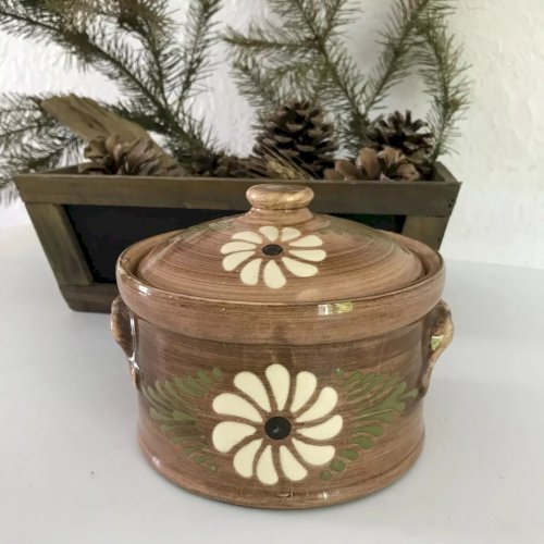 6⚜️ Pot Terrine en Terre Cuite Décor Alsace
