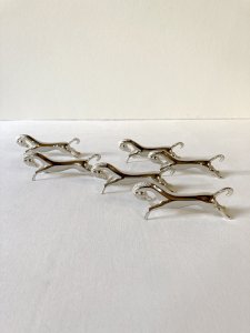 6 silver-plated metal knife rests in the shape of a horse. 1960s