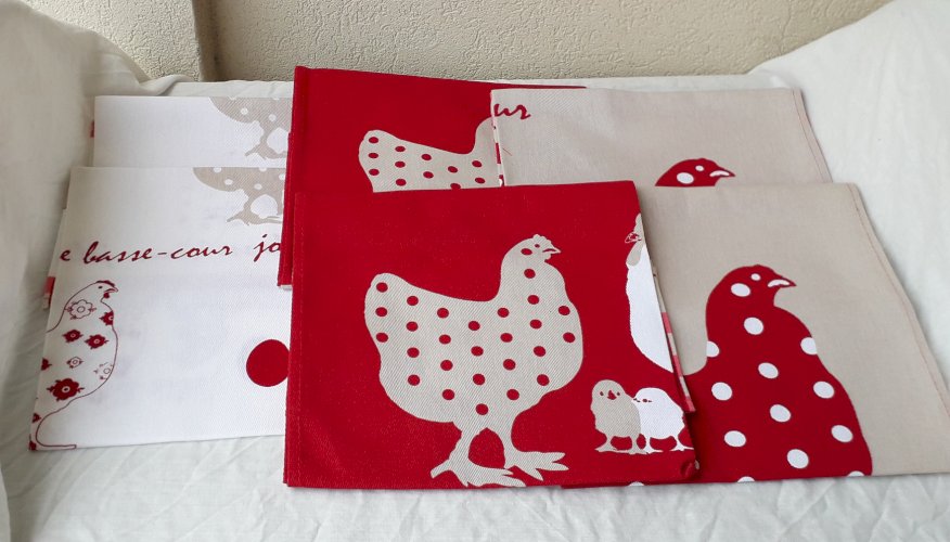 6 serviettes poules