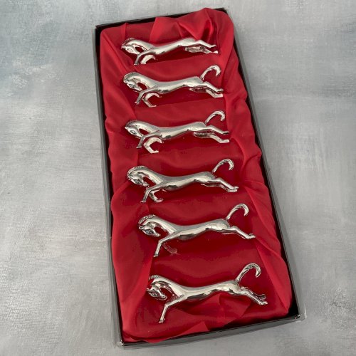 6 support porte repose couteaux métal argenté cheval chevaux équestre équitation