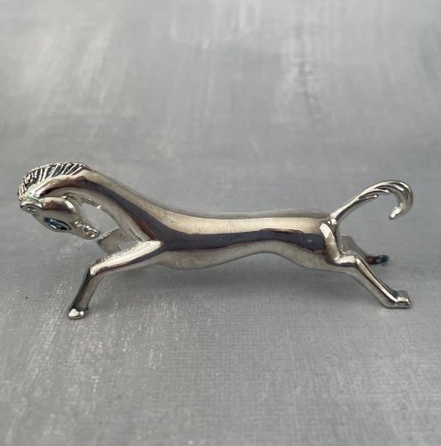6 support porte repose couteaux métal argenté cheval chevaux équestre équitation