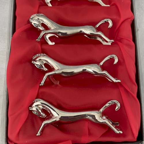 6 support porte repose couteaux métal argenté cheval chevaux équestre équitation