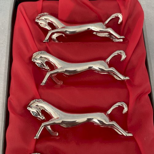 6 support porte repose couteaux métal argenté cheval chevaux équestre équitation