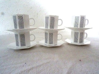  6 HEXAGONAL CUPS white stripes noores ARCOPAL 83123