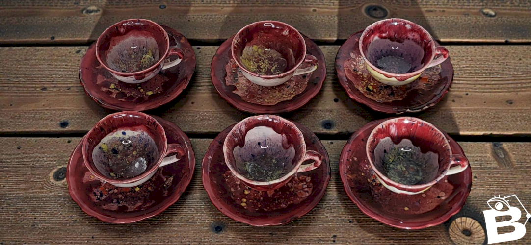 6 tasses / sous tasses en grès du Morvan