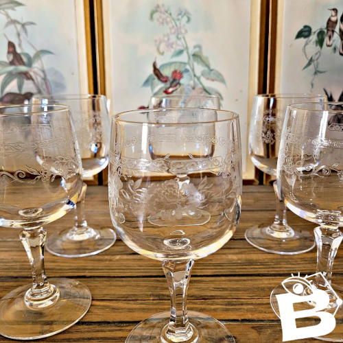 6 verres à eau Cristal Arques Matignon, cristal gravé