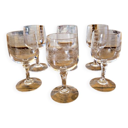 6 verres à eau Cristal Arques Matignon, cristal gravé