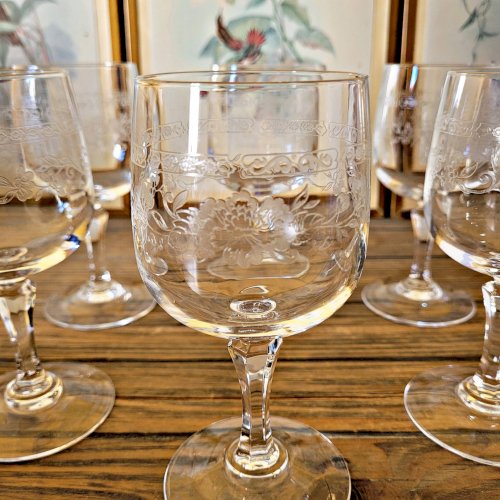 6 verres à eau Cristal Arques Matignon, cristal gravé