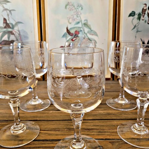6 verres à eau Cristal Arques Matignon, cristal gravé