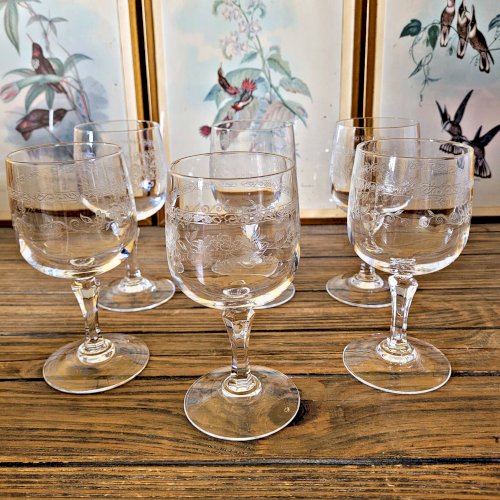 6 verres à eau Cristal Arques Matignon, cristal gravé