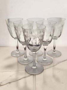 6 crystal water/wine glasses from Baccarat model Molière
