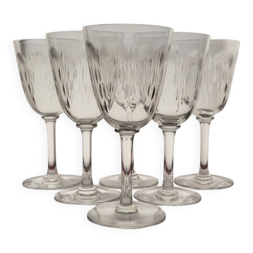 6 verres à eau / vin en cristal de Baccarat modèle Molière