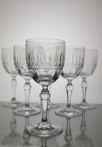 6 verres à eau / vin en cristal signés