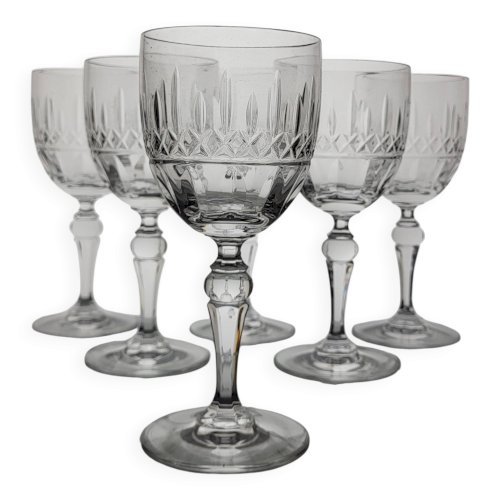 6 verres à eau / vin en cristal signés