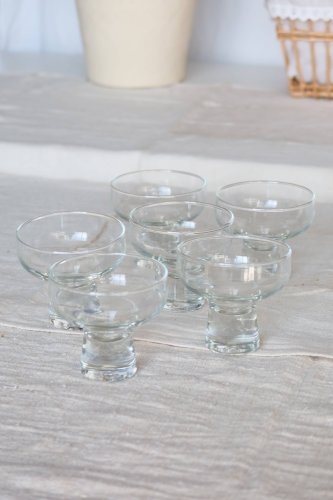 6 verres à eau vintage à pied épais