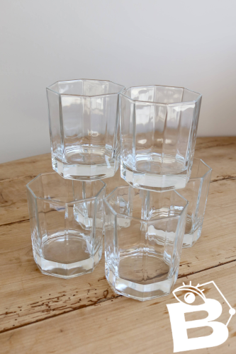 6 verres à eau vintage octogonaux Esso
